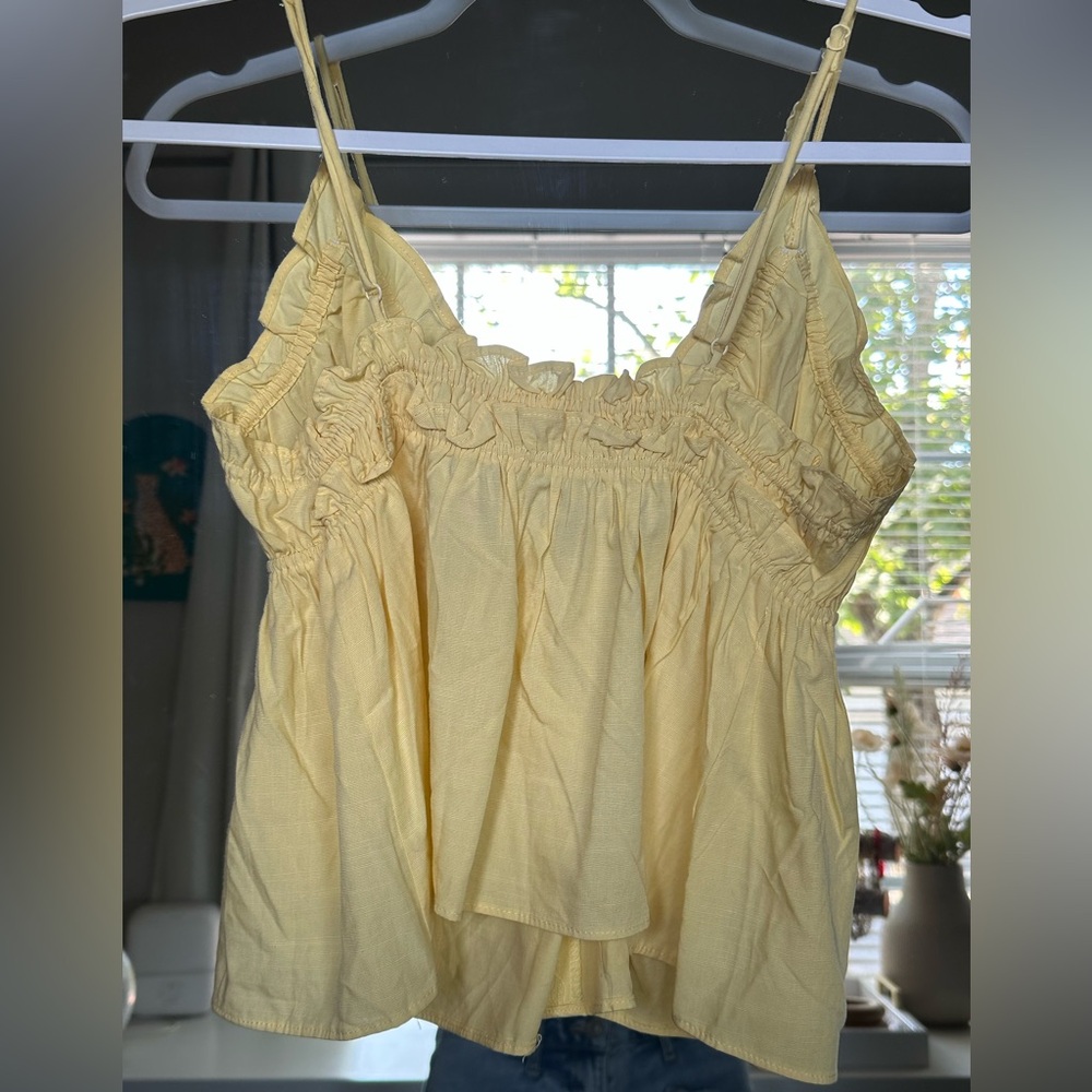 Yellow Babydoll Ruffle Trim Tank - Picture 5 of 5